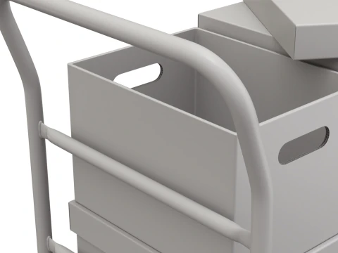 Warehouse Trolley with Storage Boxes 3D Model