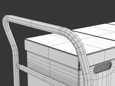 Warehouse Trolley with Storage Boxes 3D Model