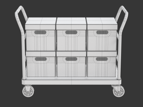 Warehouse Trolley with Storage Boxes Modelo 3D