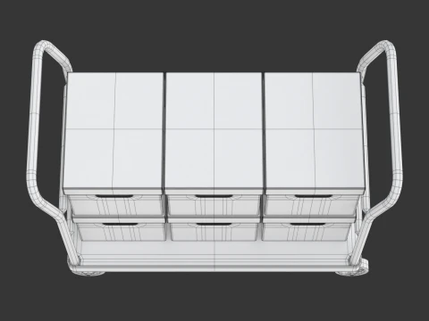 Warehouse Trolley with Storage Boxes 3D Model