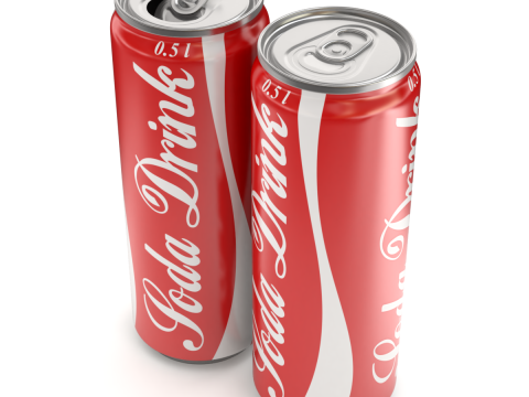 Open and closed drink can Model 3D
