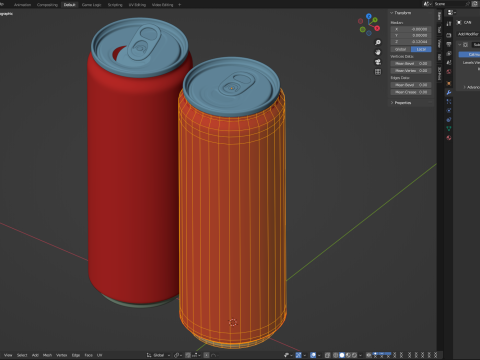 Open and closed drink can Model 3D