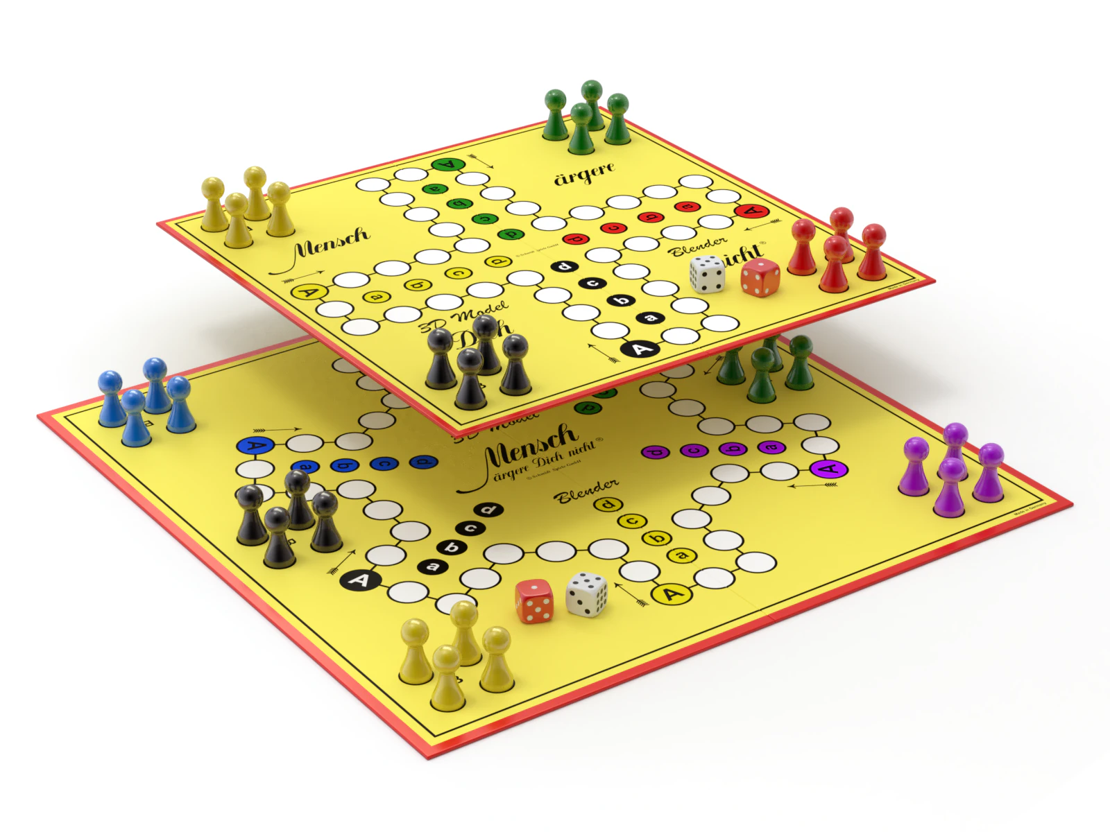 Mensch argere Dich nicht Spiel Don't get evil man or English Ludo 3D Modell .c4d .max .obj .3ds .fbx .stl .blend 