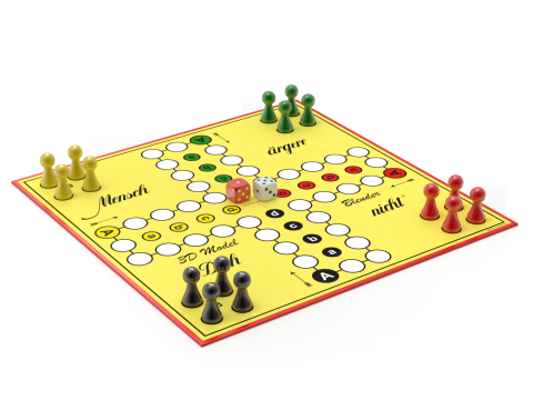 Mensch argere Dich nicht game Do not get angry man or English Ludo Modelo 3D