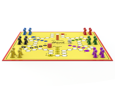 Mensch argere Dich nicht game Do not get angry man or English Ludo Modelo 3D