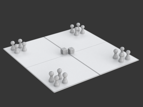 Mensch argere Dich nicht game Do not get angry man or English Ludo Modelo 3D