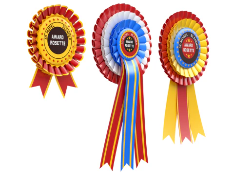Award Rosette Set 3D Model