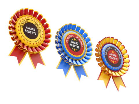 Award Rosette Set 3D Model