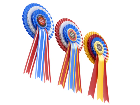 Award Rosette Set 3D Model