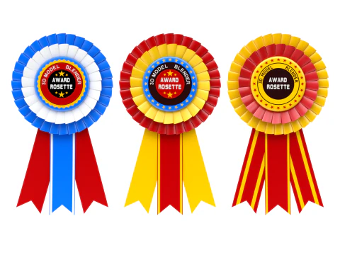 Award Rosette Set 3D Model