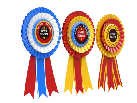 Award Rosette Set 3D Model