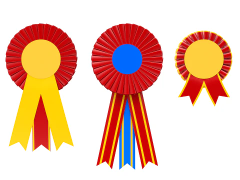 Award Rosette Set 3D Model