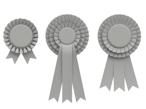 Award Rosette Set 3D Model