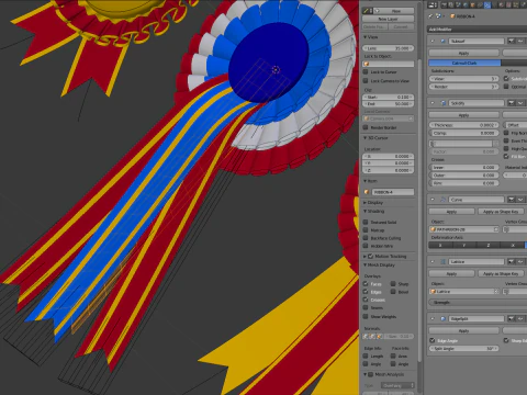 Award Rosette Set 3D Model