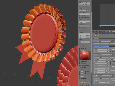 Award Rosette Set 3D Model