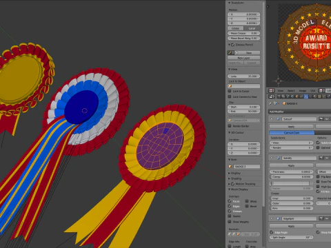 Award Rosette Set 3D Model