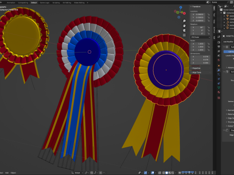 Award Rosette Set 3D-Modell