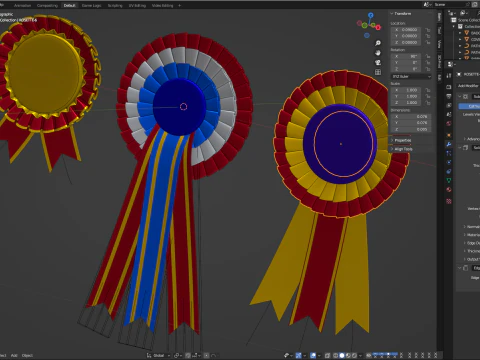 Award Rosette Set 3D Model