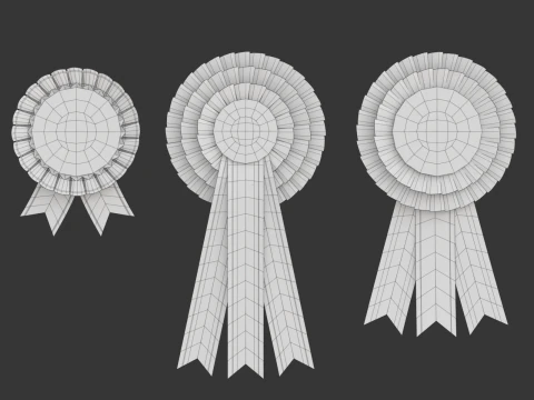 Award Rosette Set 3D Model