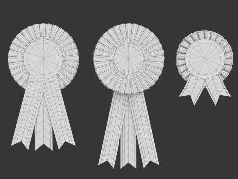 Award Rosette Set 3D Model