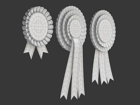 Award Rosette Set 3D Model