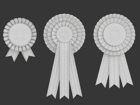 Award Rosette Set 3D Model