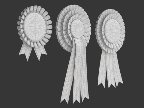 Award Rosette Set 3D Model