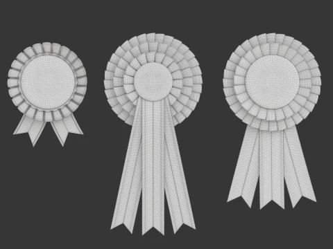 Award Rosette Set 3D Model