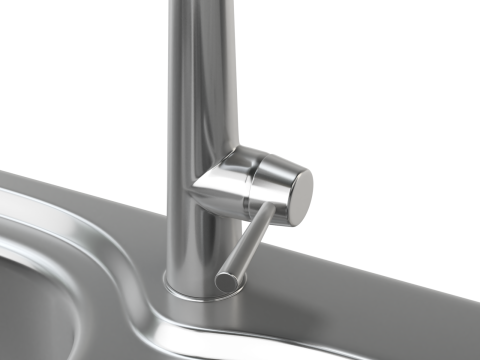 Kitchen Sink with double Bowl Tap and Drain Modelo 3D