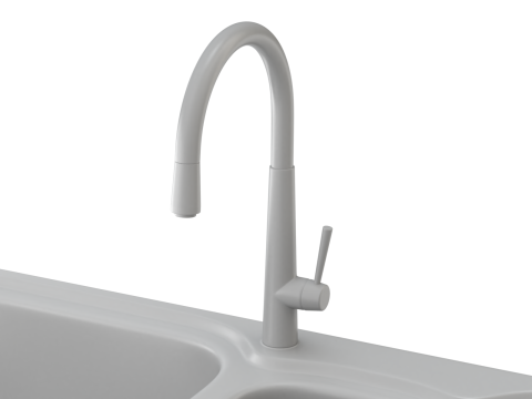 Kitchen Sink with double Bowl Tap and Drain Modelo 3D