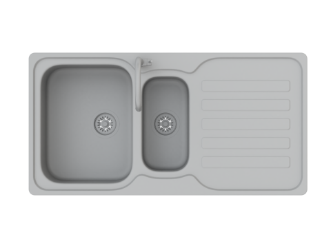 Kitchen Sink with double Bowl Tap and Drain Modelo 3D