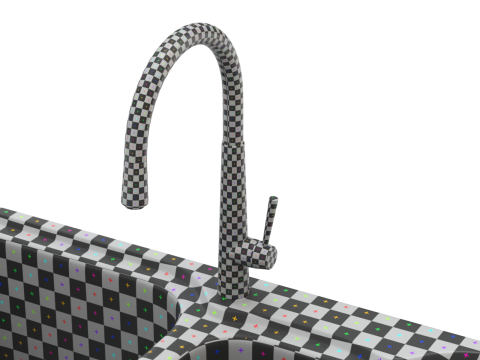 Kitchen Sink with double Bowl Tap and Drain Modelo 3D