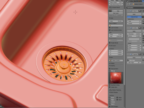 Kitchen Sink with double Bowl Tap and Drain Modelo 3D