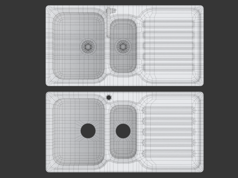 Kitchen Sink with double Bowl Tap and Drain Modelo 3D