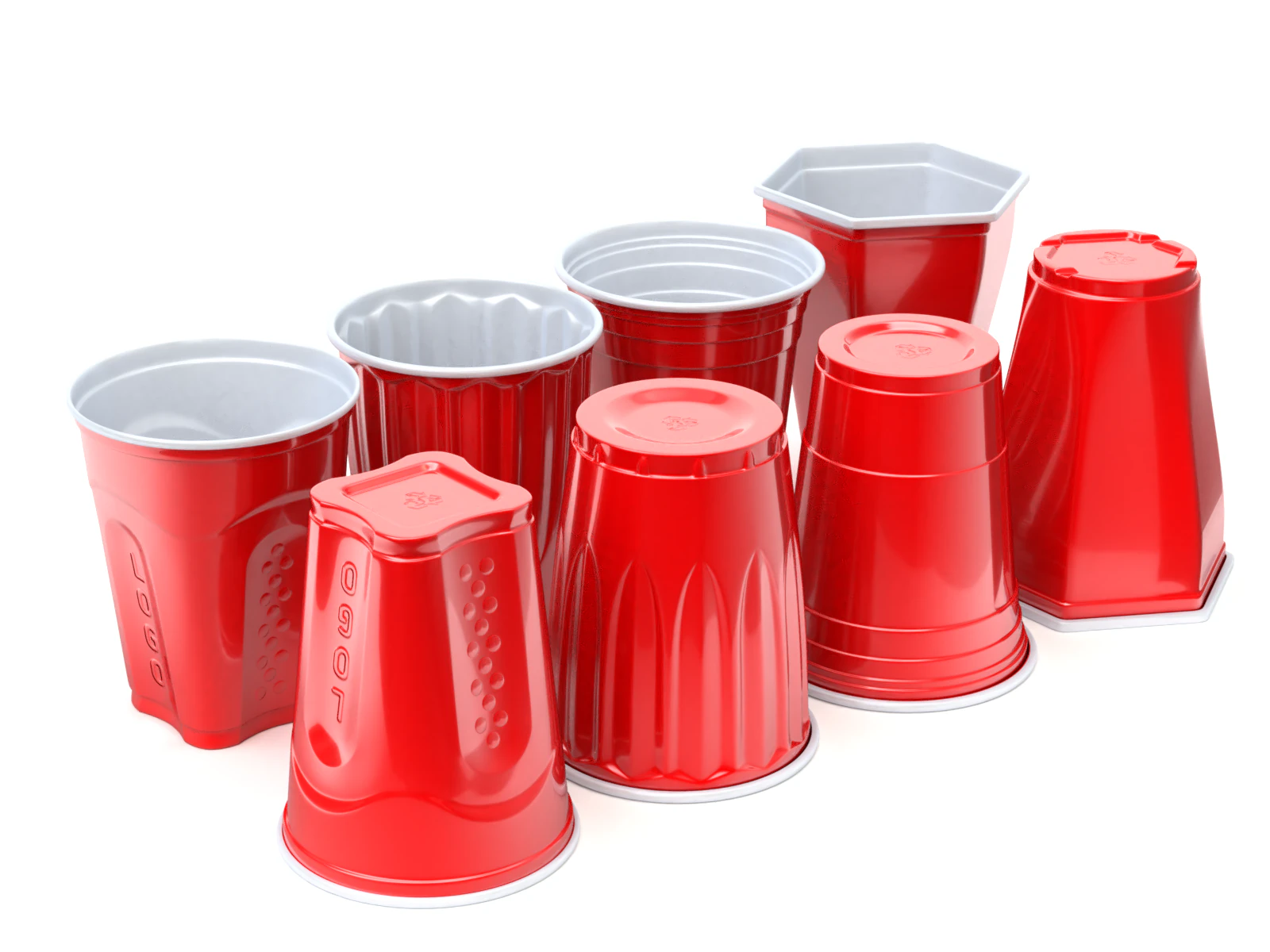 Plastic Cup Set 3D Model .c4d .max .obj .3ds .fbx .stl .blend 