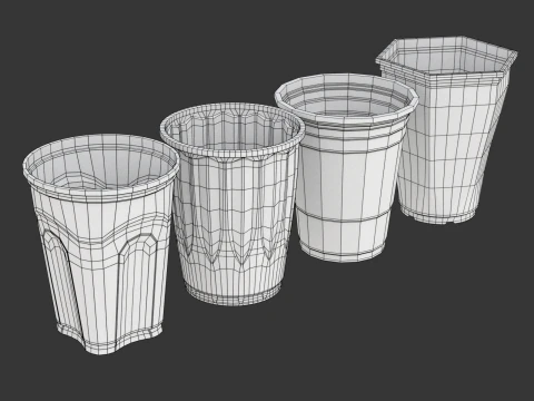 Plastic Cup Set 3D Model