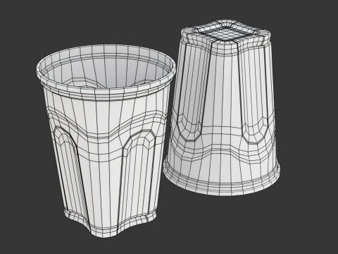 Plastic Cup Set 3D Model