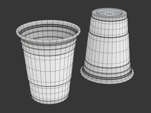 Plastic Cup Set 3D Model