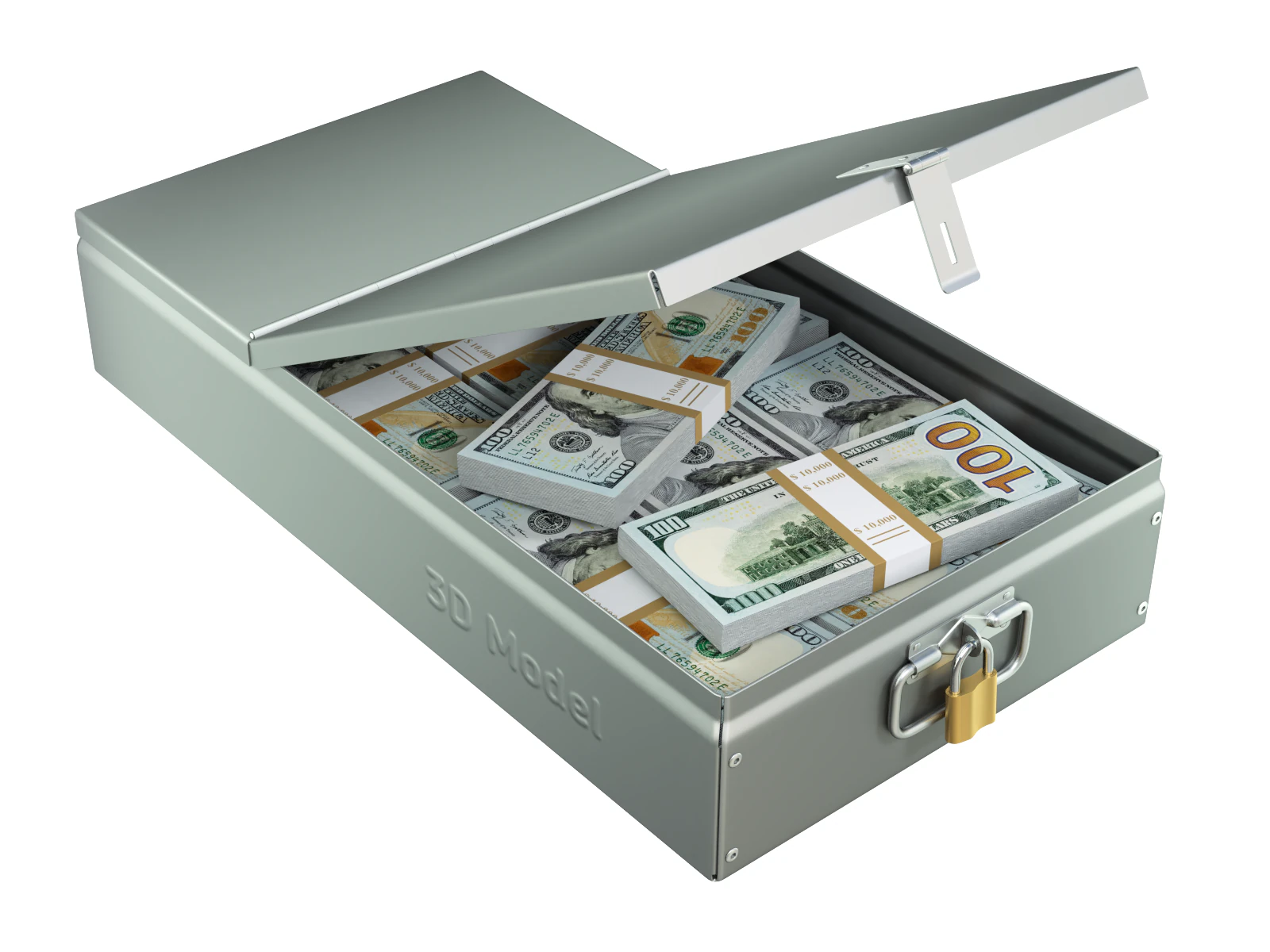 Safety Deposit Boxes with Money Stack 3D Model .c4d .max .obj .3ds .fbx .stl .blend 