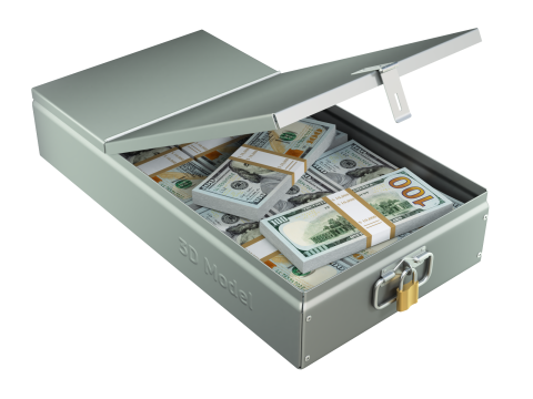 Safety Deposit Boxes with Money Stack 3D मॉडल