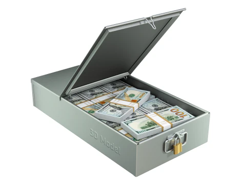 Safety Deposit Boxes with Money Stack 3D Model