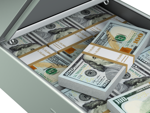 Safety Deposit Boxes with Money Stack Model 3D