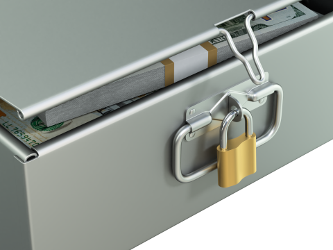 Safety Deposit Boxes with Money Stack Model 3D