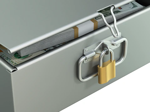 Safety Deposit Boxes with Money Stack 3D Model