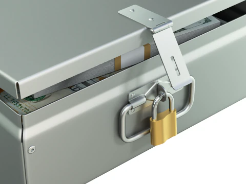 Safety Deposit Boxes with Money Stack 3D Model