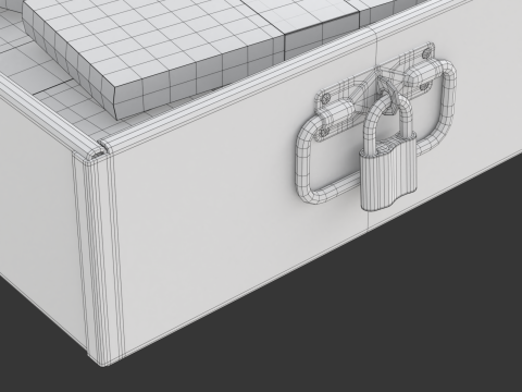 Safety Deposit Boxes with Money Stack Model 3D
