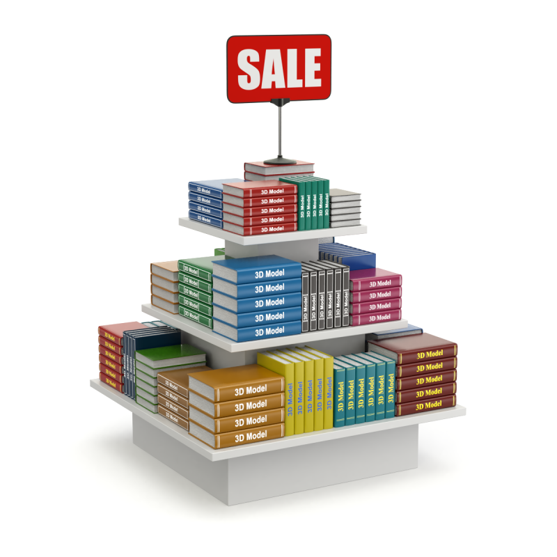 Books on Sale 3D मॉडल .c4d .max .obj .3ds .fbx .stl .blend