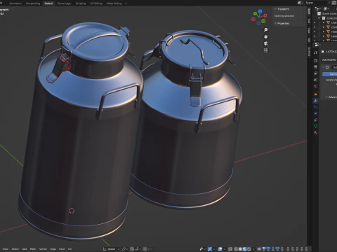 Big Milk Cans with Latch 3D Model
