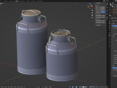 Big Milk Cans with Latch 3D Model