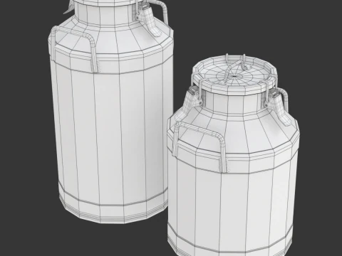 Big Milk Cans with Latch 3D Model